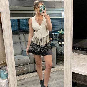 CACHÉ ~vintage~ fringe suede zip up vest size 2